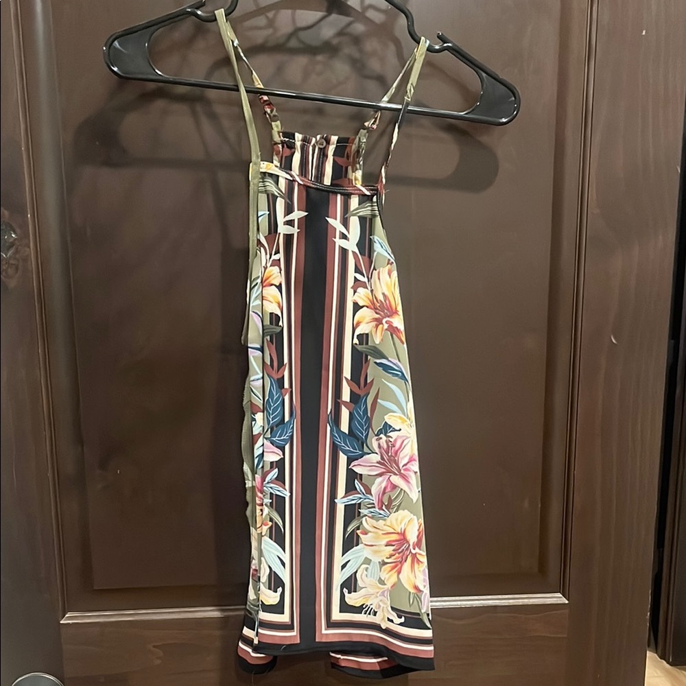 Floral Strappy Tank with Tropical Print